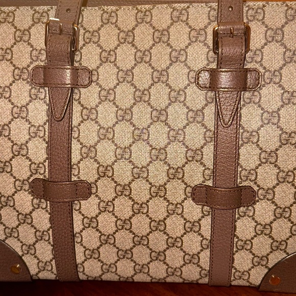 Gucci Buckle Travel Tote GG Coated Canvas with Leather Medium - Picture 3 of 8
